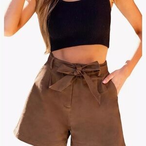 CUPSHE Women Pants Lace Up Pocket Shorts Wide Leg Loose